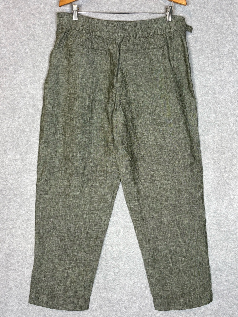 Athleta Voyager Cropped Lightweight Linen Trousers-Aspen Olive Green-Women 14 - Picture 6 of 7